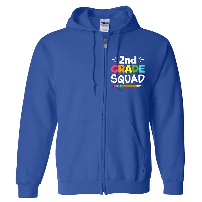 2nd Grade Squad Second Teacher Student Team Back To School Full Zip Hoodie