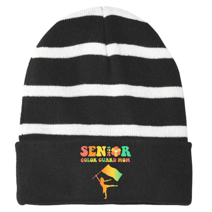 2024 Groovy Senior Color Guard Mom Flag Marching Band Parent Striped Beanie with Solid Band