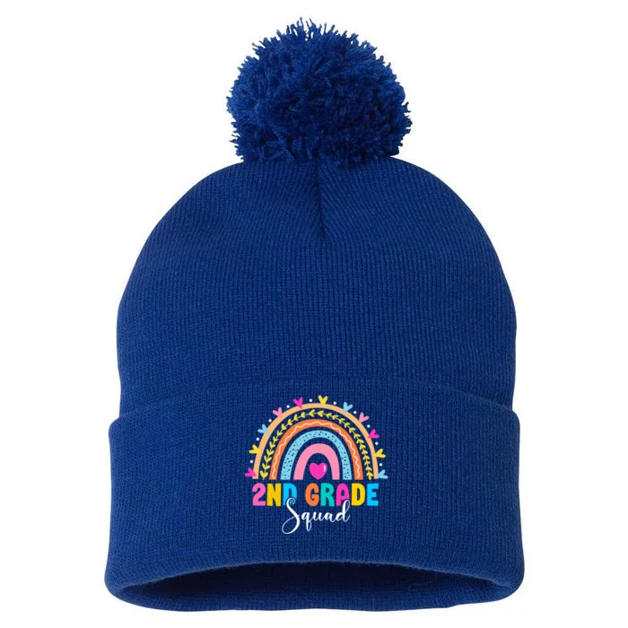 2Nd Grade Squad Back To School Rainbow Teachers Second Grade Meaningful Gift Pom Pom 12in Knit Beanie