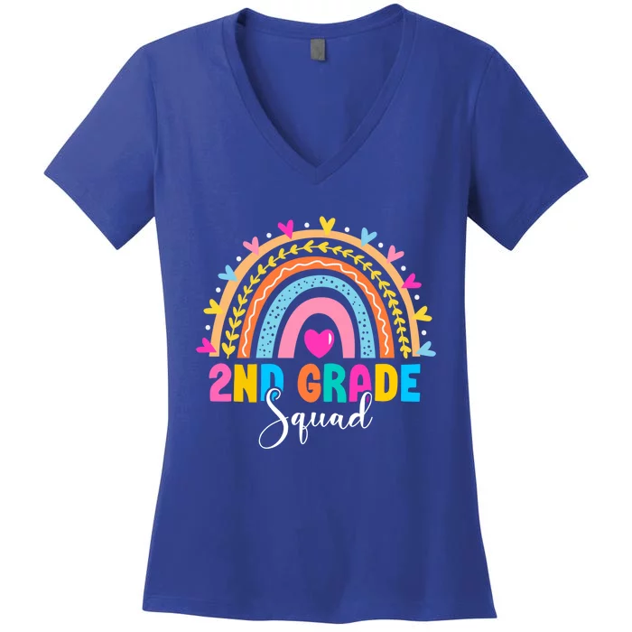 2Nd Grade Squad Back To School Rainbow Teachers Second Grade Meaningful Gift Women's V-Neck T-Shirt