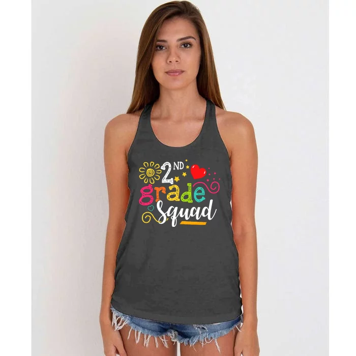 2nd Grade Squad Student Teacher Gift Back To School Women's Knotted Racerback Tank