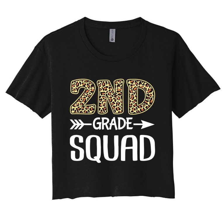 2nd Grade Squad Leopard Second Grade Teacher Student Women's Crop Top Tee