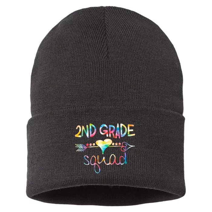 2nd Grade Squad Second Grade Team Teacher Boy Girl Kids Sustainable Knit Beanie