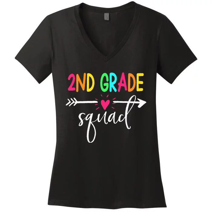 2nd Grade Squad Back To School Team Teacher Student Women's V-Neck T-Shirt