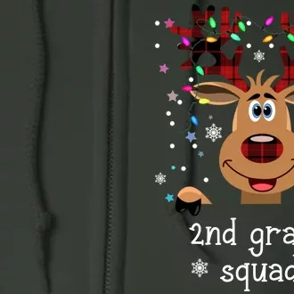 2nd Grade Squad Reindeer Christmas Full Zip Hoodie