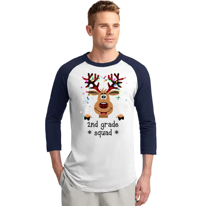 2nd Grade Squad Reindeer Christmas Baseball Sleeve Shirt