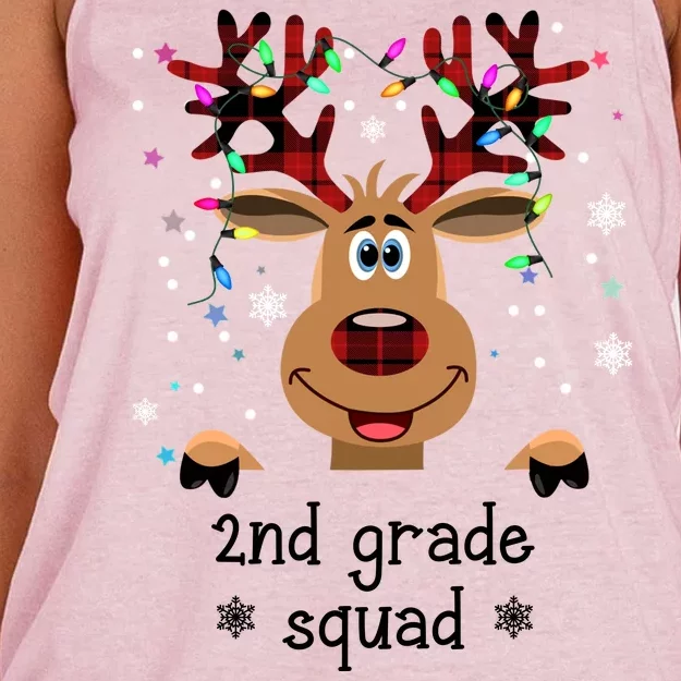 2nd Grade Squad Reindeer Christmas Women's Knotted Racerback Tank