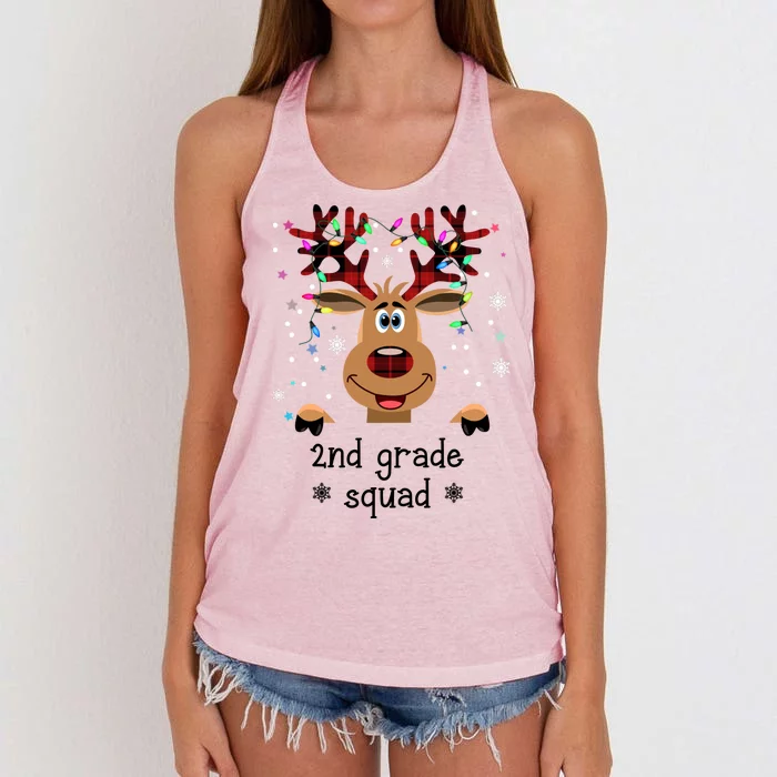 2nd Grade Squad Reindeer Christmas Women's Knotted Racerback Tank