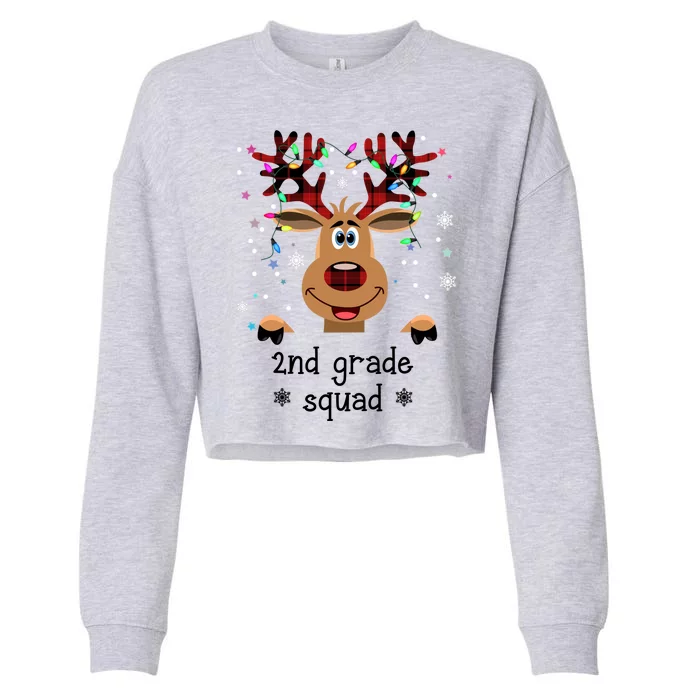 2nd Grade Squad Reindeer Christmas Cropped Pullover Crew