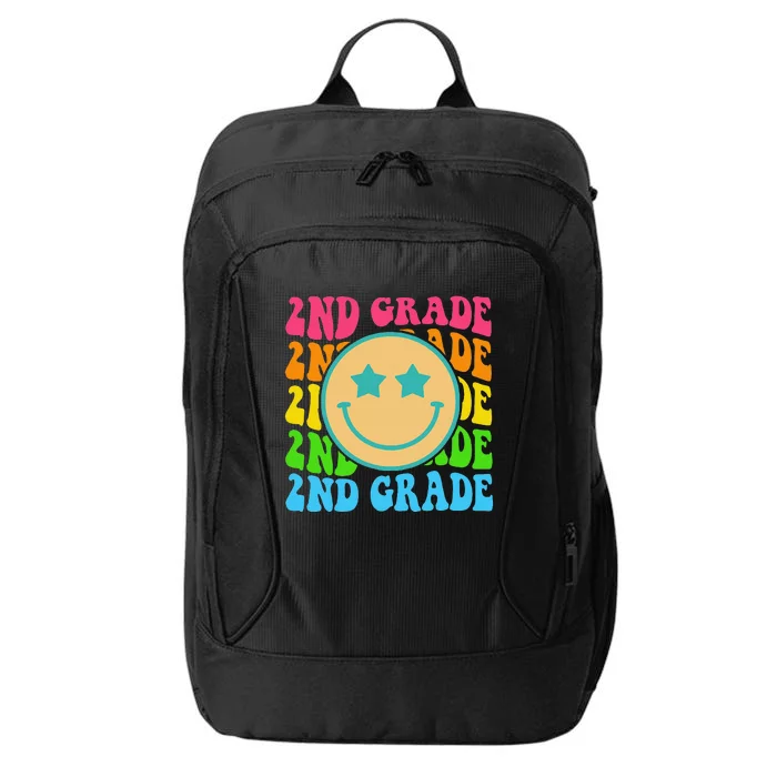 2nd Grade Teachers Back To School Retro Face Happy First Day City Backpack