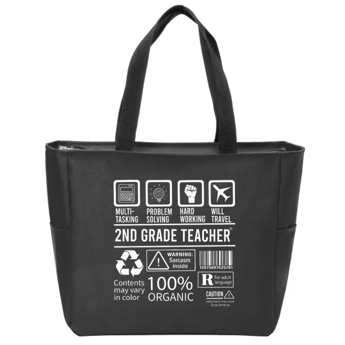 2nd Grade Teacher MultiTasking Certified Job Back To School Gift Zip Tote Bag