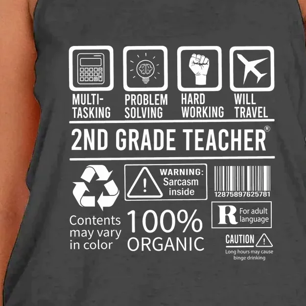 2nd Grade Teacher MultiTasking Certified Job Gift Second Grade Women's Knotted Racerback Tank