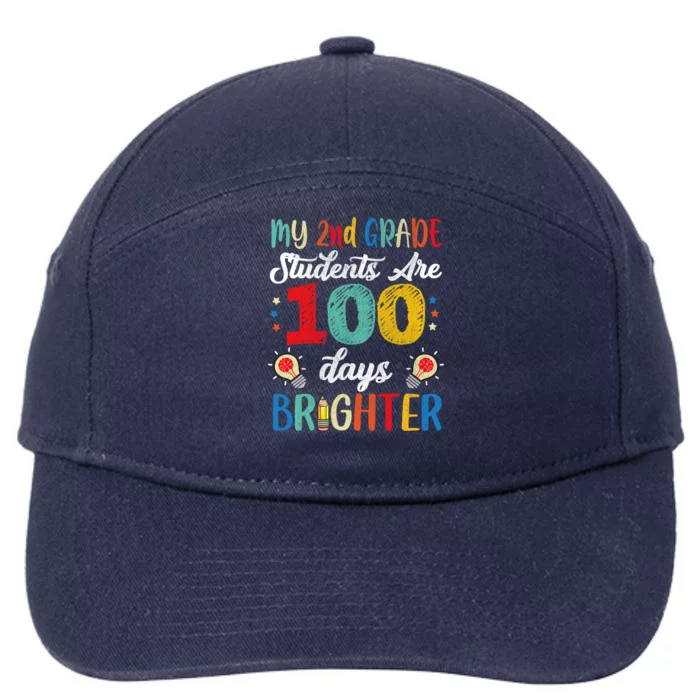 2nd Grade Teacher 100 Days Brighter 100th Day Of School Gift 7-Panel Snapback Hat