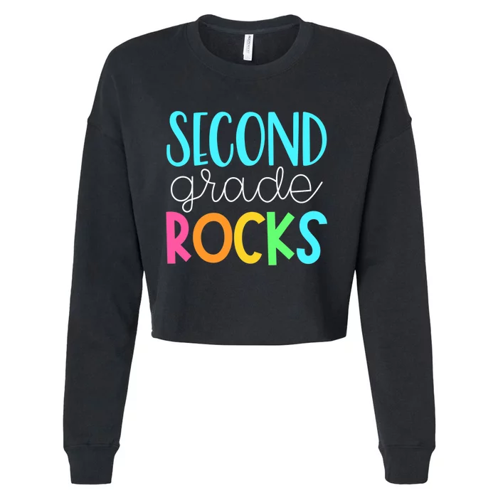 2nd grade teacher, second grade rocks Cropped Pullover Crew