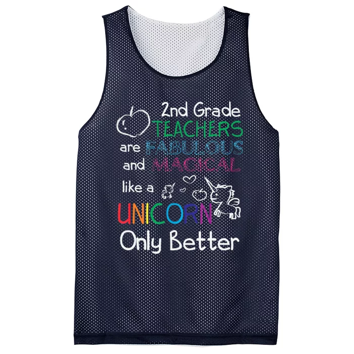 2nd Grade Teachers Fabulous Magical Unicorn School Mesh Reversible Basketball Jersey Tank