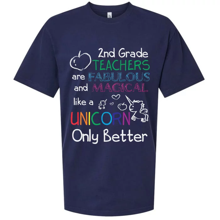 2nd Grade Teachers Fabulous Magical Unicorn School Sueded Cloud Jersey T-Shirt