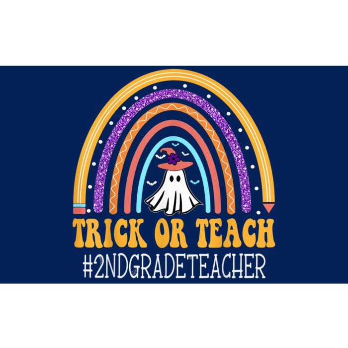 2nd Grade Teacher Rainbow Trick or teach Funny Halloween Bumper Sticker