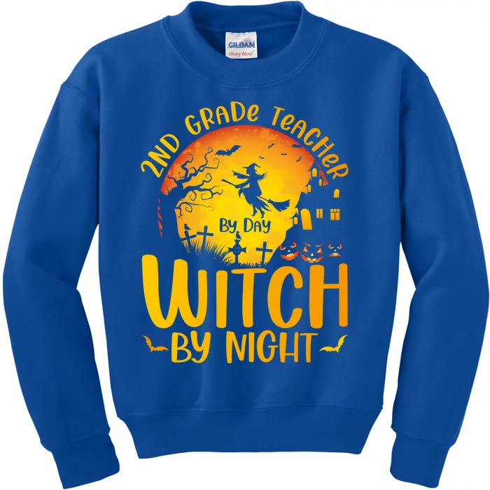 2Nd Grade Teacher By Day Witch By Night Teacher Halloween Funny Gift Kids Sweatshirt