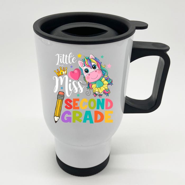 2Nd Grade Unicorn Student Teacher Little Miss Second Grade Meaningful Gift Front & Back Stainless Steel Travel Mug