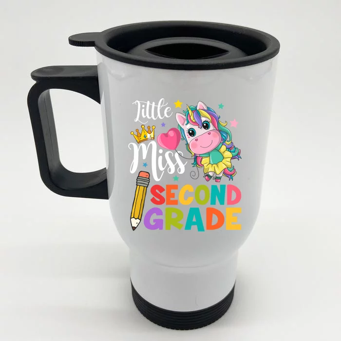 2Nd Grade Unicorn Student Teacher Little Miss Second Grade Meaningful Gift Front & Back Stainless Steel Travel Mug