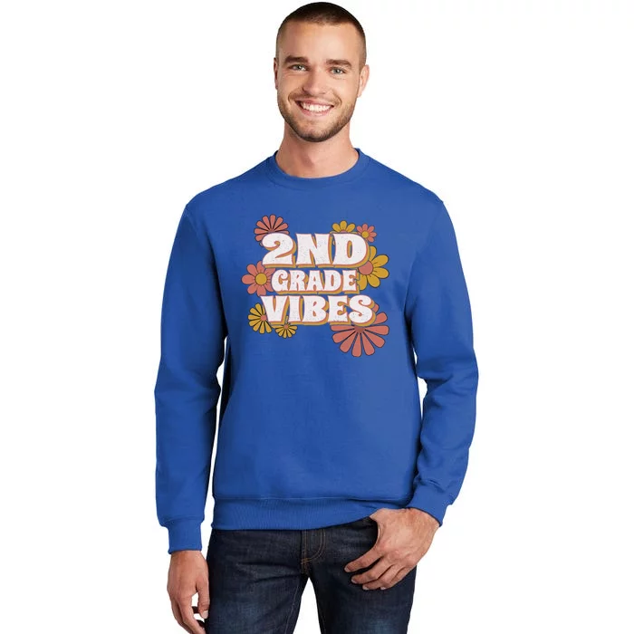 2Nd Grade Vibes Gift Second Grade Retro Floral Teachers Gift Sweatshirt