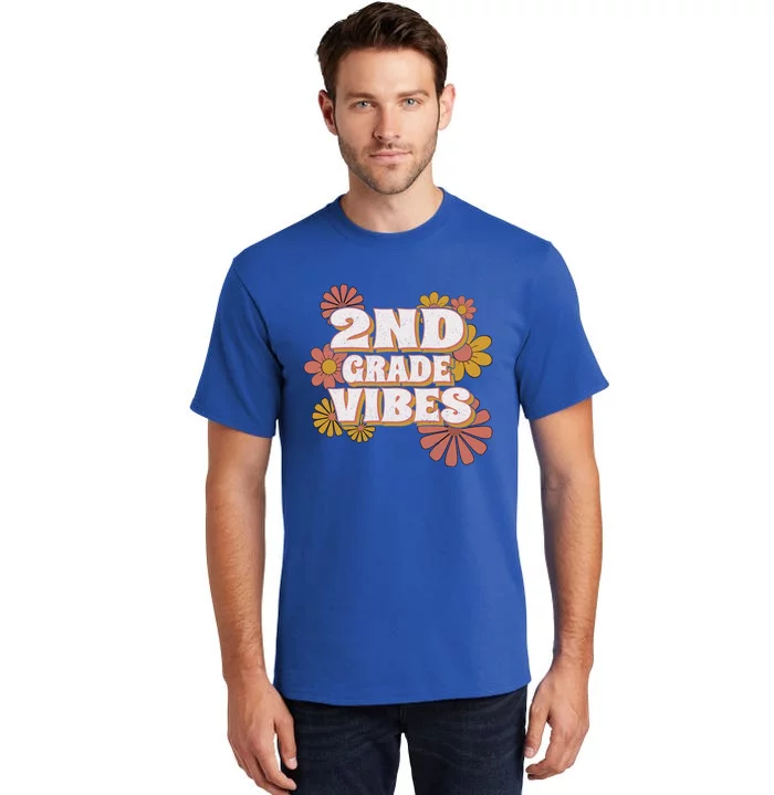 2Nd Grade Vibes Gift Second Grade Retro Floral Teachers Gift Tall T-Shirt