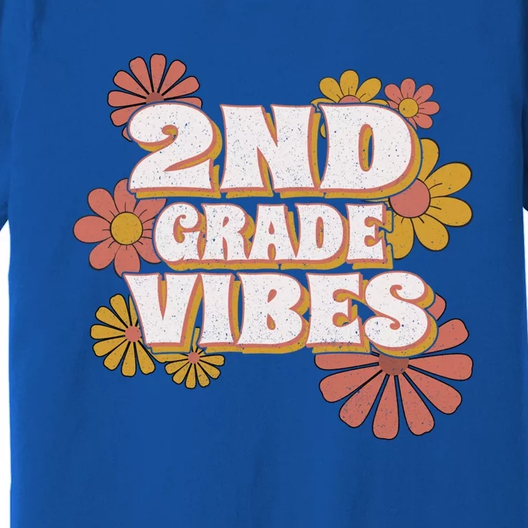 2Nd Grade Vibes Gift Second Grade Retro Floral Teachers Gift Premium T-Shirt