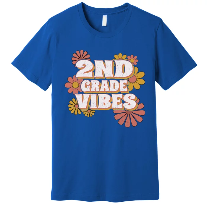 2Nd Grade Vibes Gift Second Grade Retro Floral Teachers Gift Premium T-Shirt