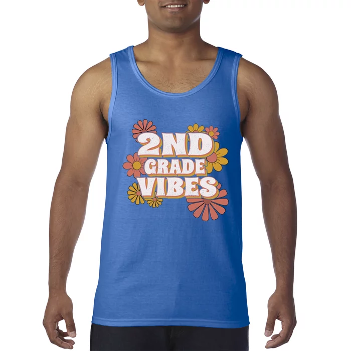 2Nd Grade Vibes Gift Second Grade Retro Floral Teachers Gift Tank Top