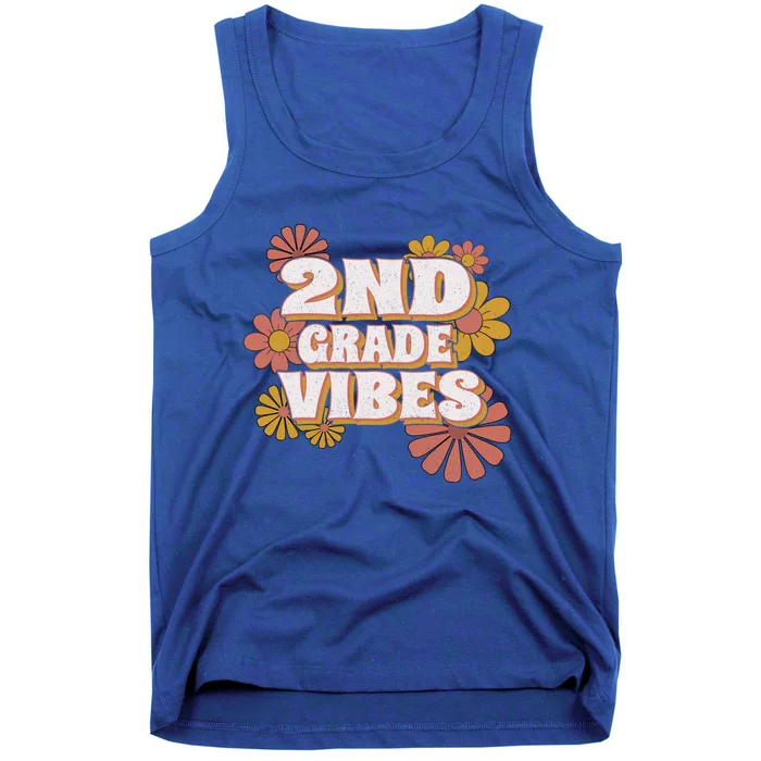 2Nd Grade Vibes Gift Second Grade Retro Floral Teachers Gift Tank Top