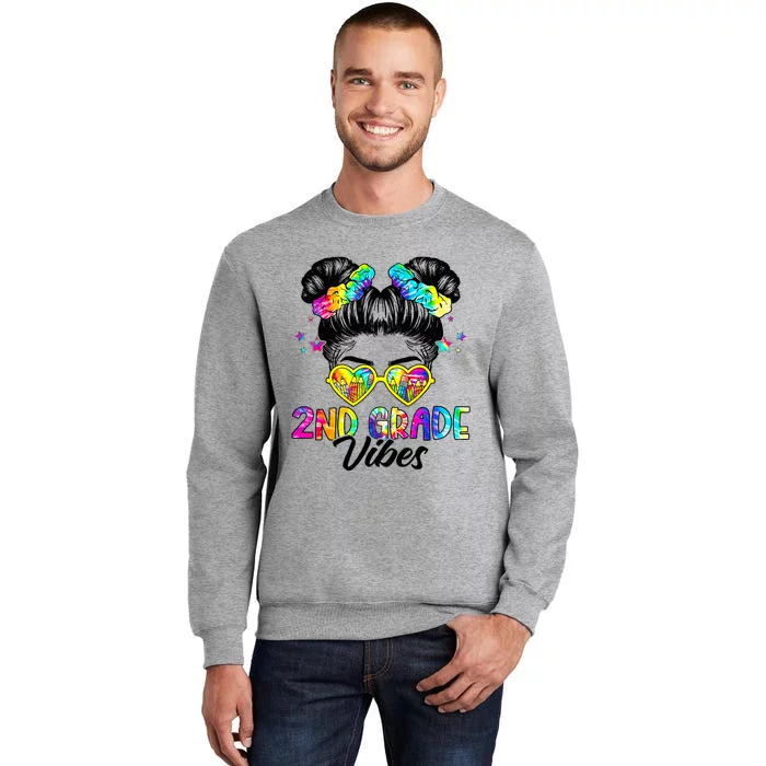 2nd Grade Vibes Messy Bun Second Grade Back To School Tall Sweatshirt