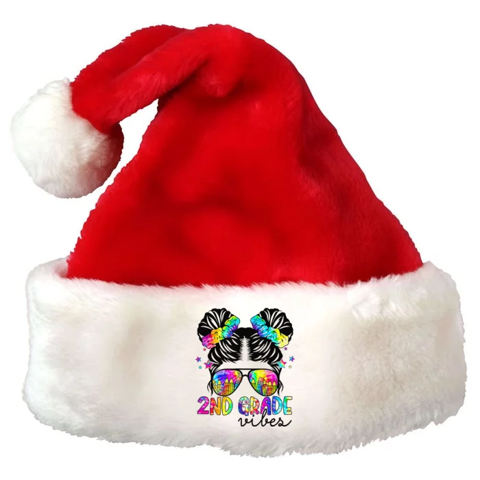 2nd Grade Vibes Messy Bun Team Second Grade Back To School Premium Christmas Santa Hat