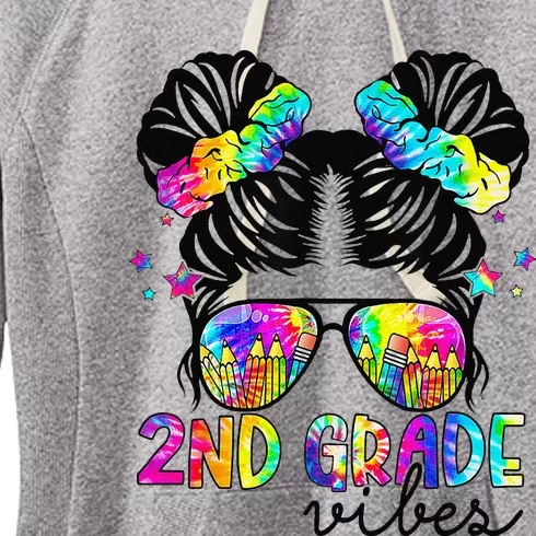 2nd Grade Vibes Messy Bun Team Second Grade Back To School Women's Fleece Hoodie