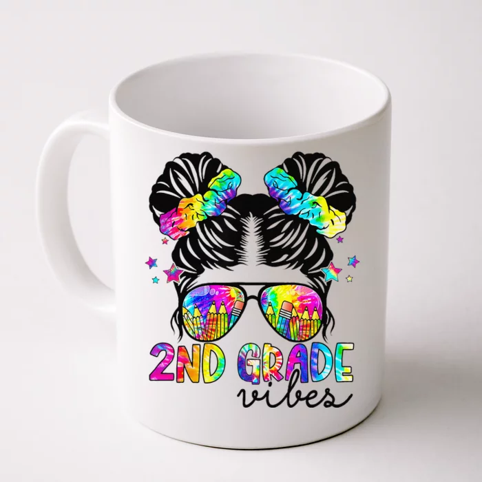 2nd Grade Vibes Messy Bun Team Second Grade Back To School Front & Back Coffee Mug