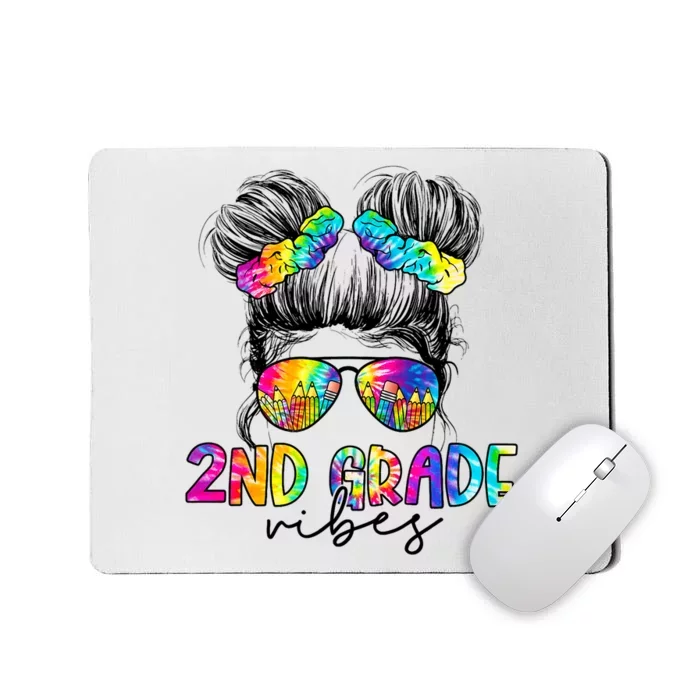 2nd Grade Vibes Messy Hair Bun Girl Back To School First Day Of Second Grade Mousepad