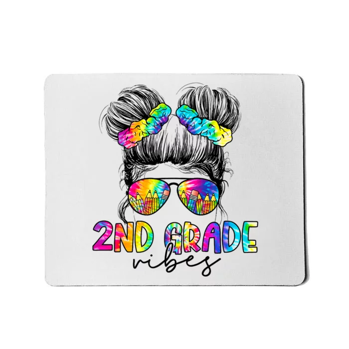 2nd Grade Vibes Messy Hair Bun Girl Back To School First Day Of Second Grade Mousepad