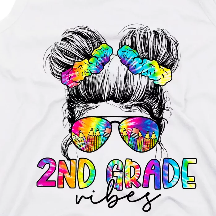 2nd Grade Vibes Messy Hair Bun Girl Back To School First Day Of Second Grade Tank Top