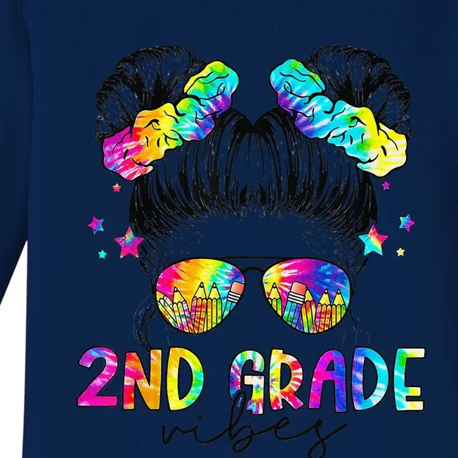 2nd Grade Vibes Messy Bun Second Grade Back To School Baby Long Sleeve Bodysuit