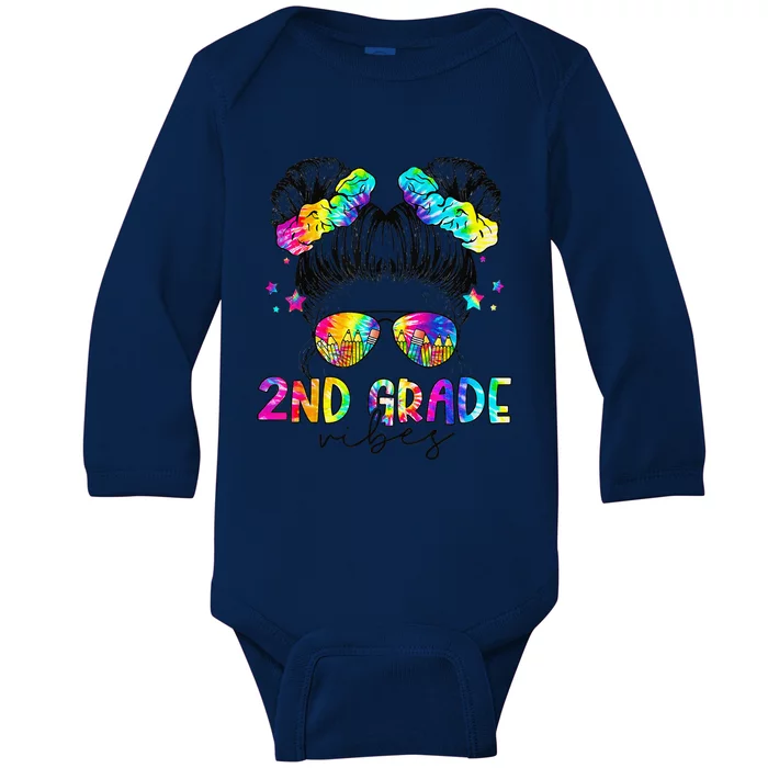 2nd Grade Vibes Messy Bun Second Grade Back To School Baby Long Sleeve Bodysuit