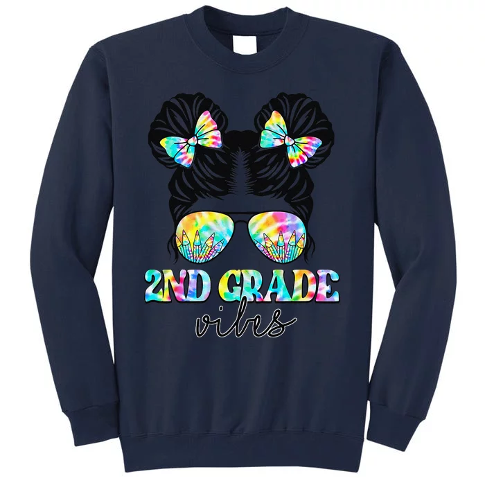 2nd Grade Vibes Messy Hair Bun Back To School First Day Tall Sweatshirt