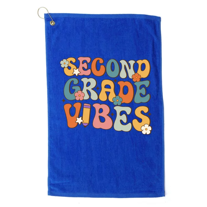 2Nd Grade Vibes Back To School Retro Second Grade Teachers Gift Platinum Collection Golf Towel