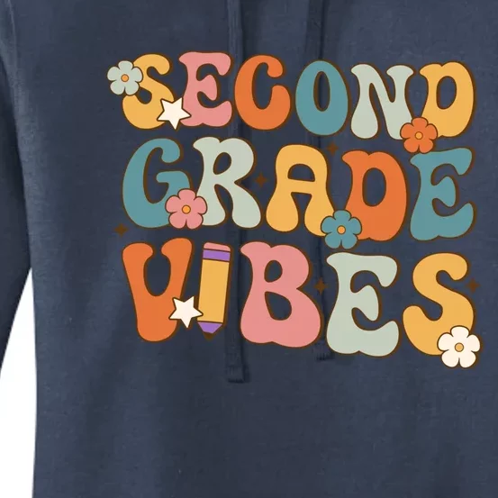 2Nd Grade Vibes Back To School Retro Second Grade Teachers Gift Women's Pullover Hoodie