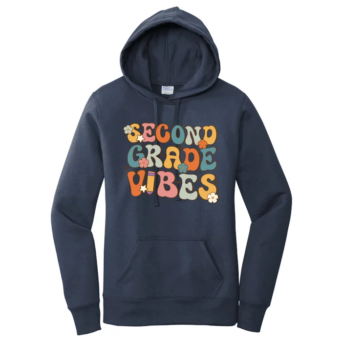 2Nd Grade Vibes Back To School Retro Second Grade Teachers Gift Women's Pullover Hoodie