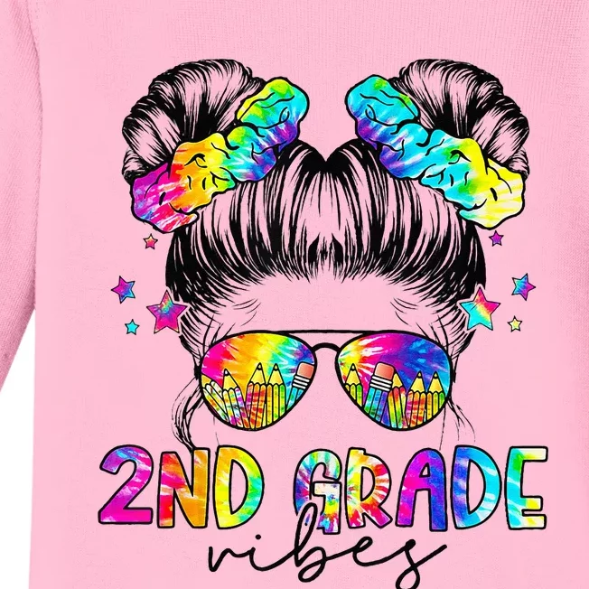 2nd Grade Vibes Messy Bun Second Grade Back To School Baby Long Sleeve Bodysuit