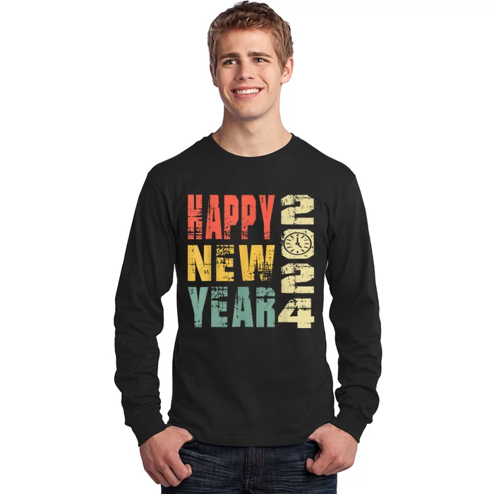 2024 Happy New Year Celebration Vintage Long Sleeve Shirt