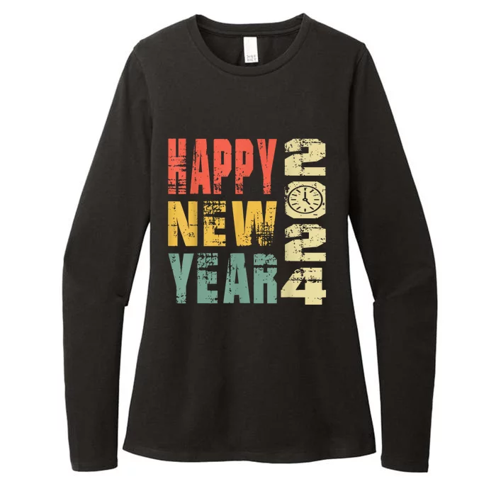 2024 Happy New Year Celebration Vintage Womens CVC Long Sleeve Shirt