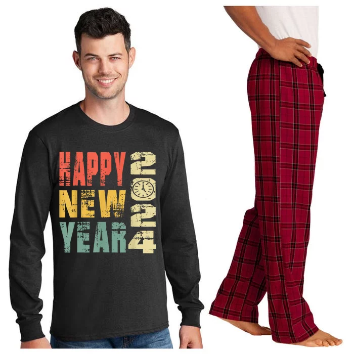 2024 Happy New Year Celebration Vintage Long Sleeve Pajama Set