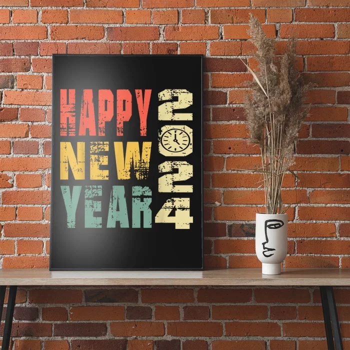 2024 Happy New Year Celebration Vintage Poster