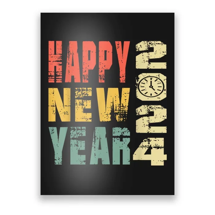 2024 Happy New Year Celebration Vintage Poster