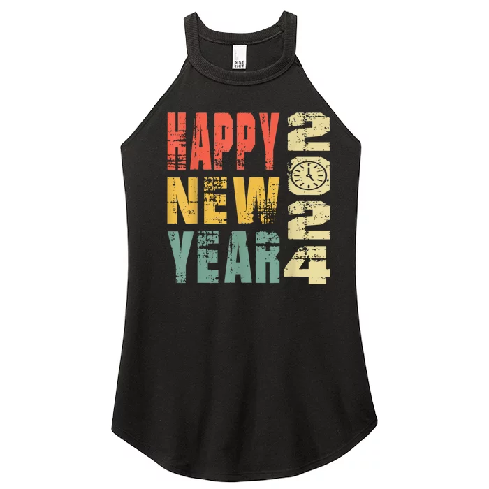 2024 Happy New Year Celebration Vintage Women’s Perfect Tri Rocker Tank